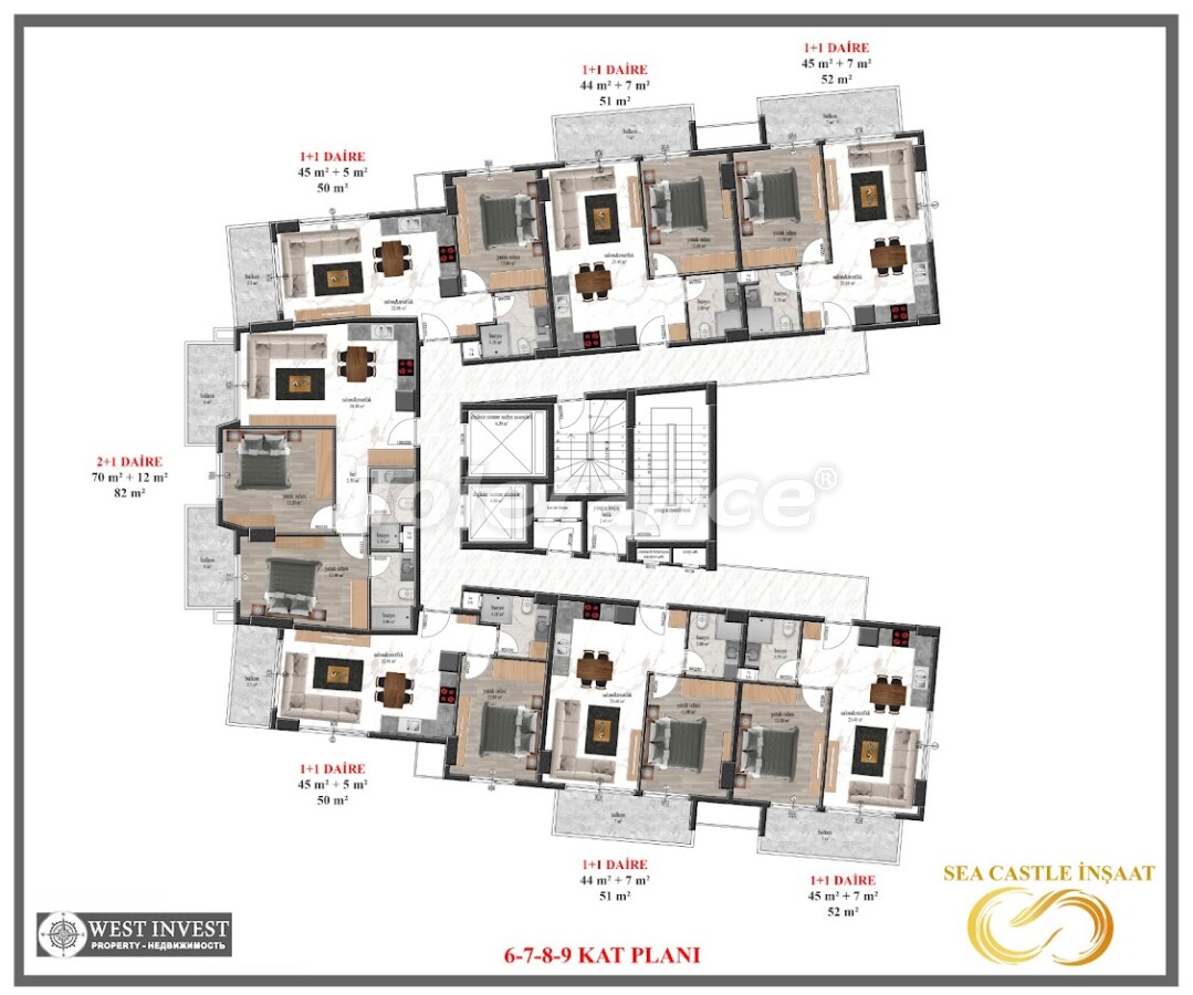 Apartment vom entwickler in Mahmutlar, Alanya meeresblick pool ratenzahlung - immobilien in der Türkei kaufen - 61026