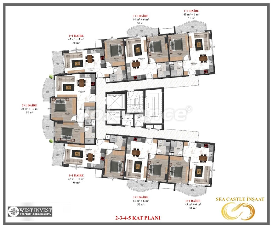 Apartment vom entwickler in Mahmutlar, Alanya meeresblick pool ratenzahlung - immobilien in der Türkei kaufen - 61028