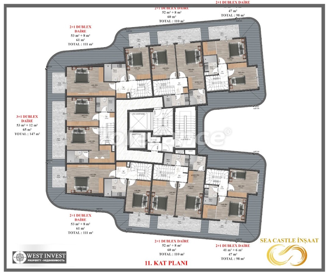 Apartment vom entwickler in Mahmutlar, Alanya meeresblick pool ratenzahlung - immobilien in der Türkei kaufen - 61030