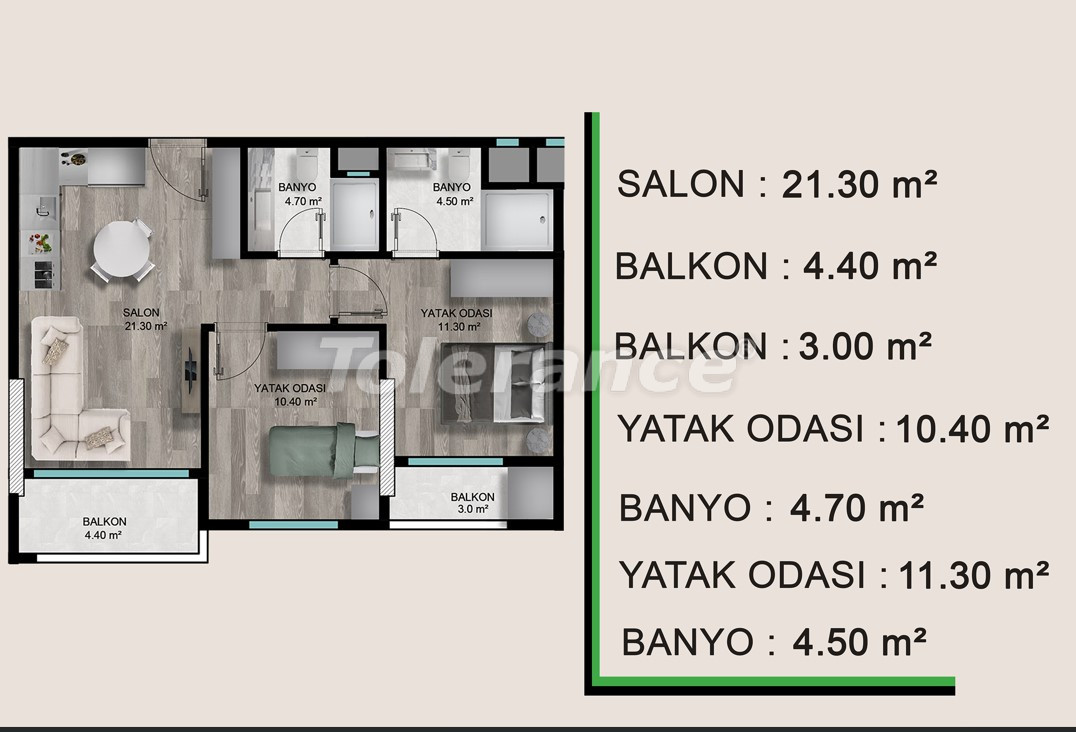 Appartement du développeur еn Mezitli, Mersin vue sur la mer piscine versement - acheter un bien immobilier en Turquie - 106561