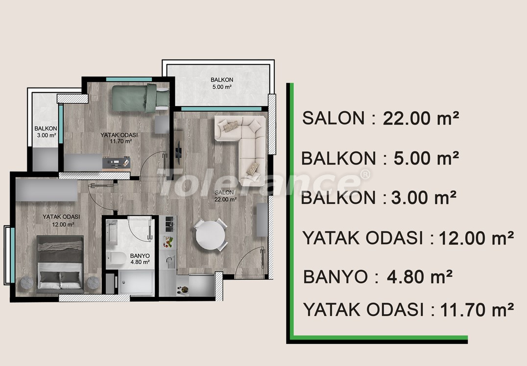 آپارتمان از سازنده که در مزیتلی, مرسین منظره دریا استخر اقساط - خرید ملک در ترکیه - 106563