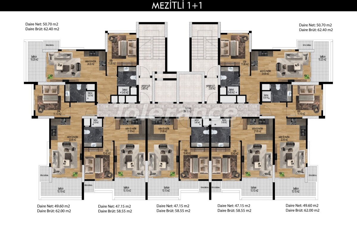 Appartement van de ontwikkelaar in Mezitli, Mersin zwembad - onroerend goed kopen in Turkije - 62391
