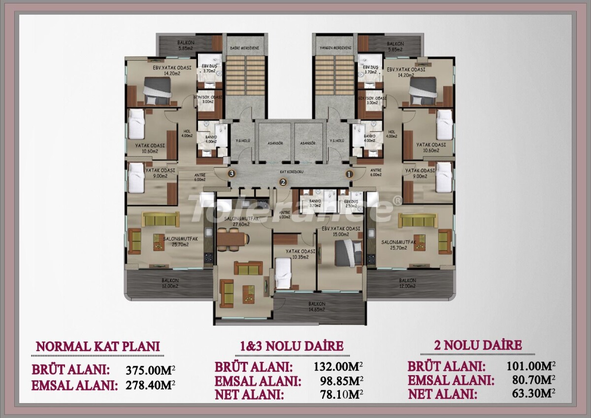 آپارتمان از سازنده که در مزیتلی, مرسین منظره دریا استخر اقساط - خرید ملک در ترکیه - 64144