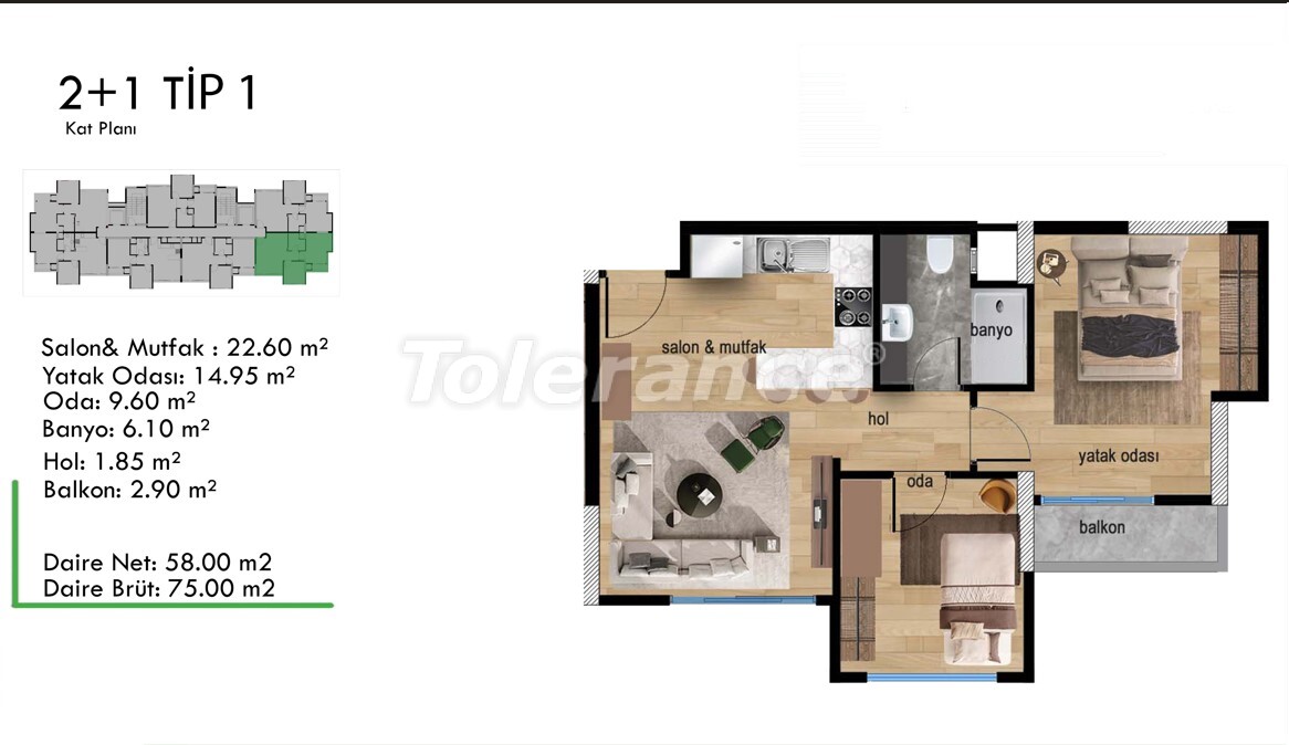 Apartment from the developer in Mezitli, Mersin with installment - buy realty in Turkey - 64608