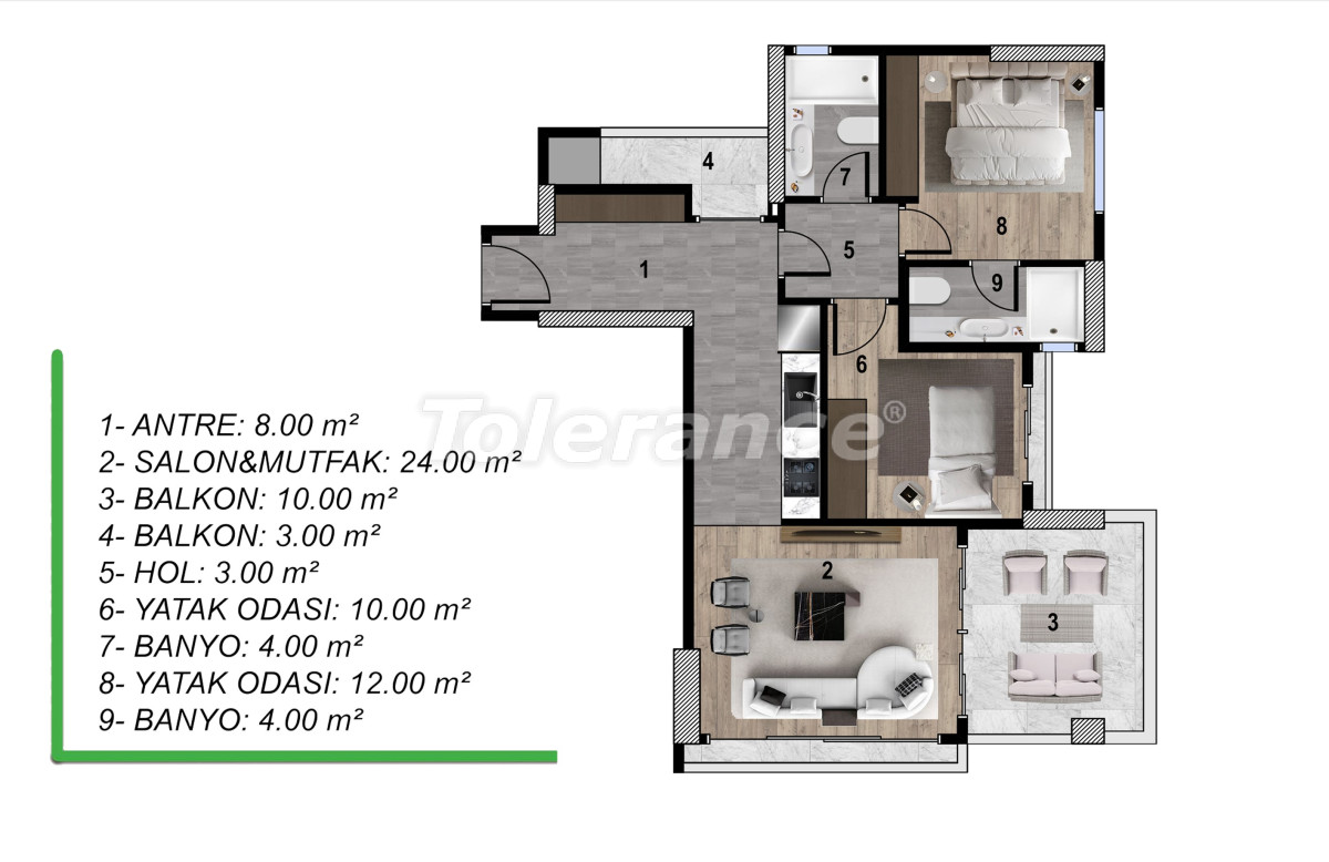 Apartment vom entwickler in Mezitli, Mersin pool ratenzahlung - immobilien in der Türkei kaufen - 69176