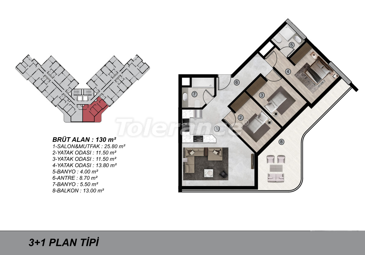 Apartment from the developer in Mezitli, Mersin with pool with installment - buy realty in Turkey - 82371