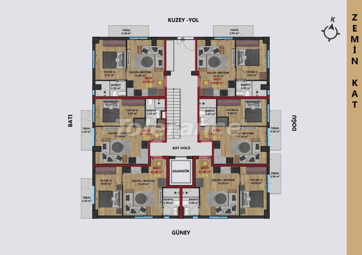 Appartement van de ontwikkelaar in Muratpaşa, Antalya afbetaling - onroerend goed kopen in Turkije - 109323