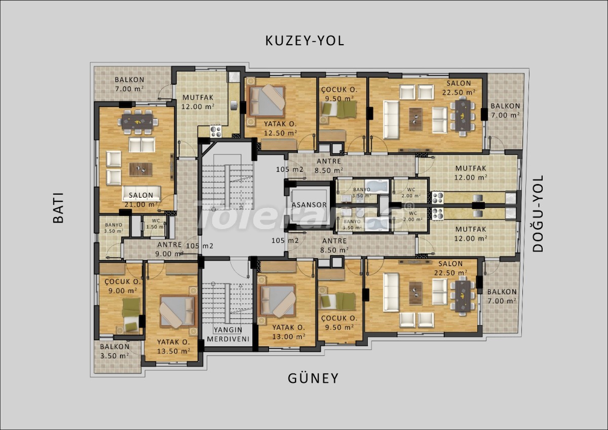 Appartement van de ontwikkelaar in Muratpaşa, Antalya - onroerend goed kopen in Turkije - 12378