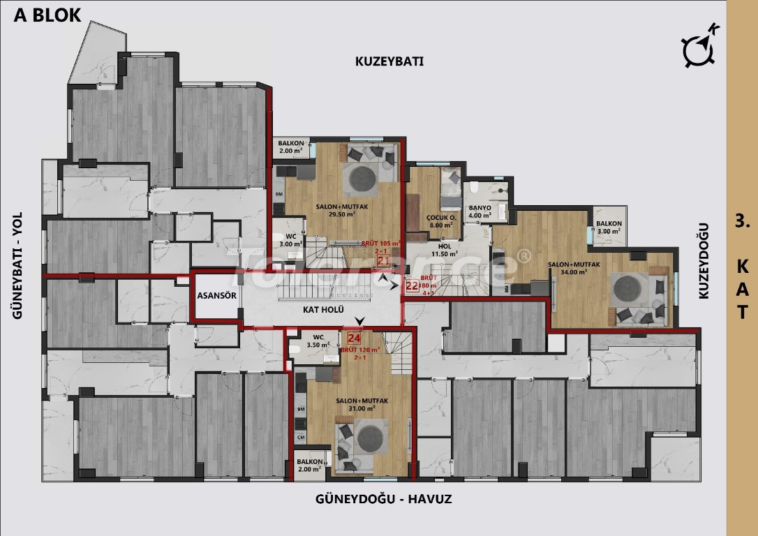 Apartment from the developer in Muratpaşa, Antalya with pool with installment - buy realty in Turkey - 132179