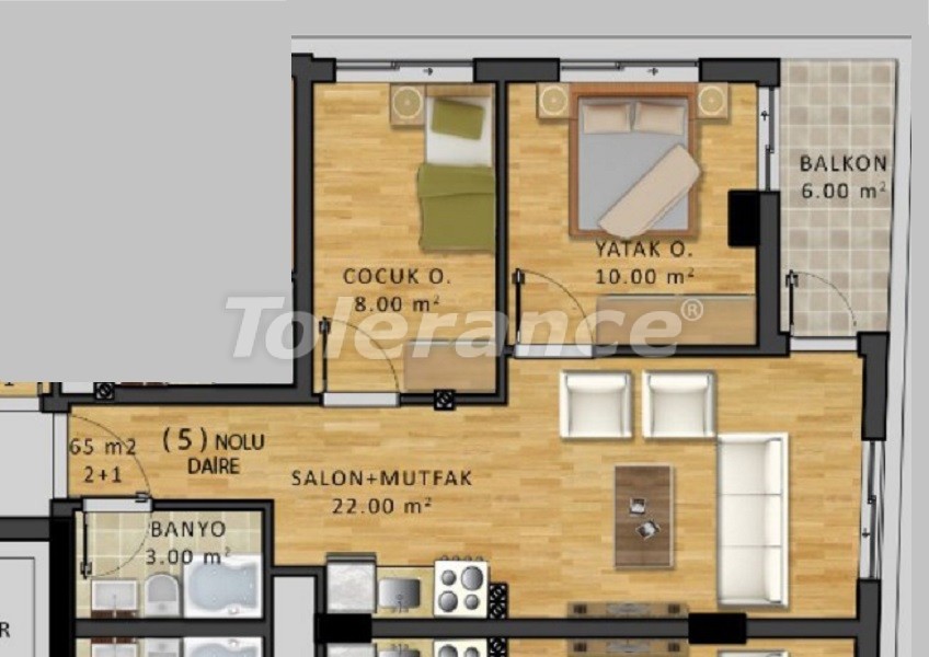 آپارتمان که در موراتپاشا, آنتالیا - خرید ملک در ترکیه - 34075