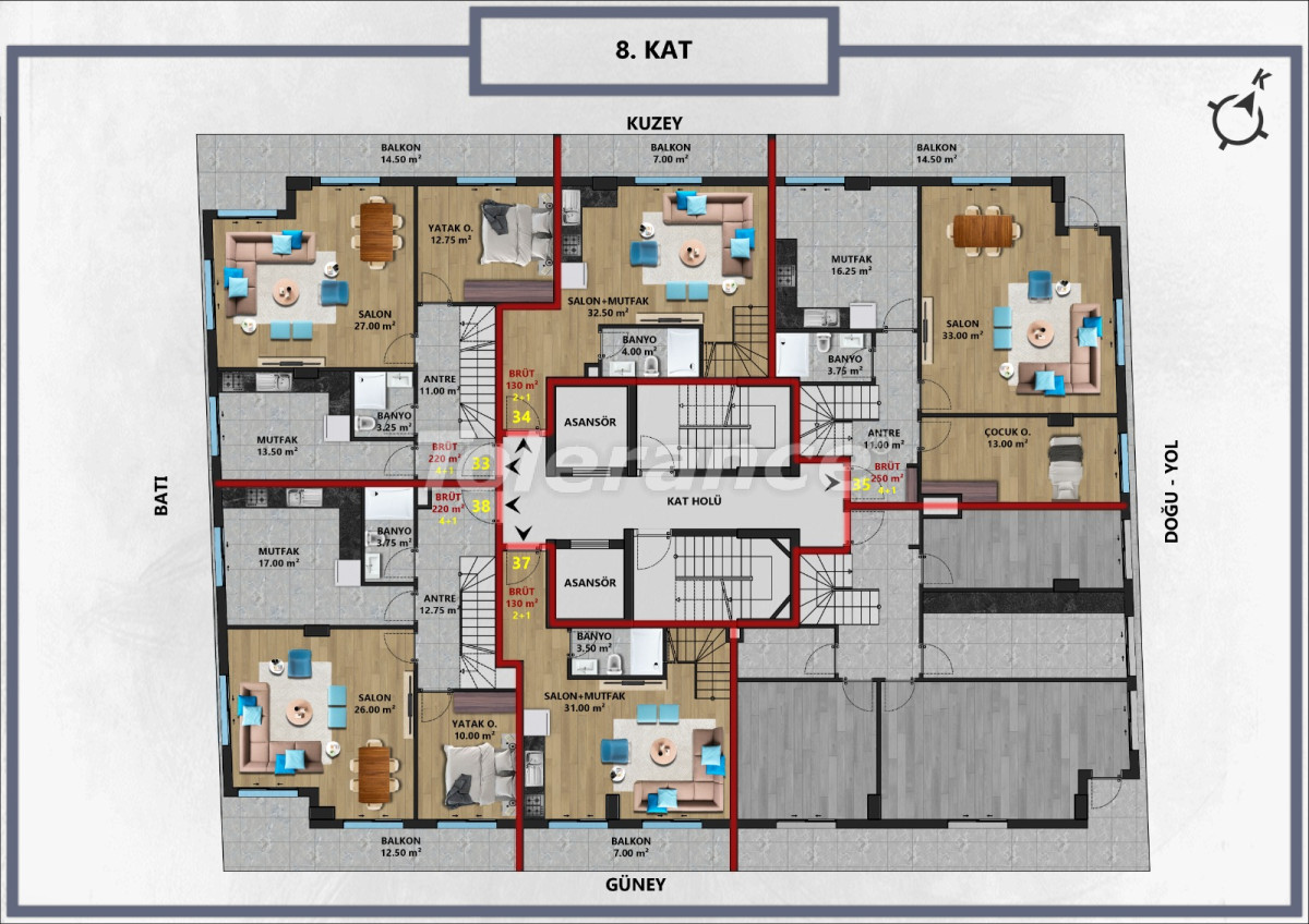 Appartement van de ontwikkelaar in Muratpaşa, Antalya afbetaling - onroerend goed kopen in Turkije - 95483