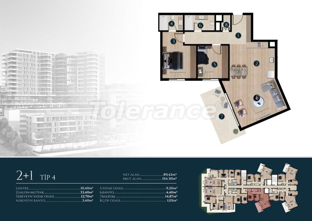 Appartement du développeur еn Narlıdere, Izmir vue sur la mer piscine versement - acheter un bien immobilier en Turquie - 109565