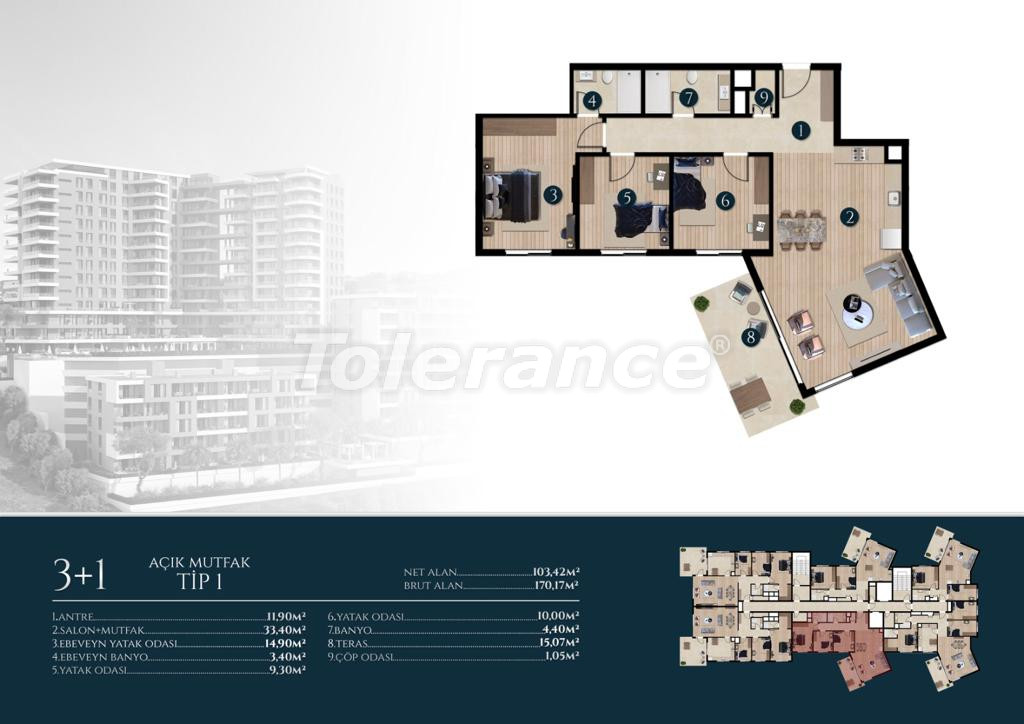 Appartement du développeur еn Narlıdere, Izmir vue sur la mer piscine versement - acheter un bien immobilier en Turquie - 109567