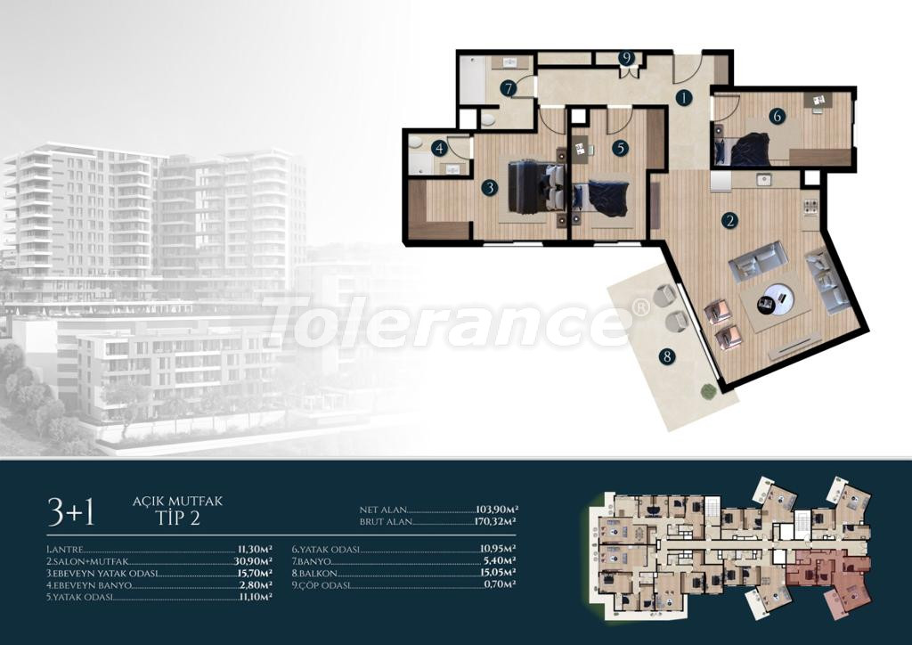 Appartement du développeur еn Narlıdere, Izmir vue sur la mer piscine versement - acheter un bien immobilier en Turquie - 109568