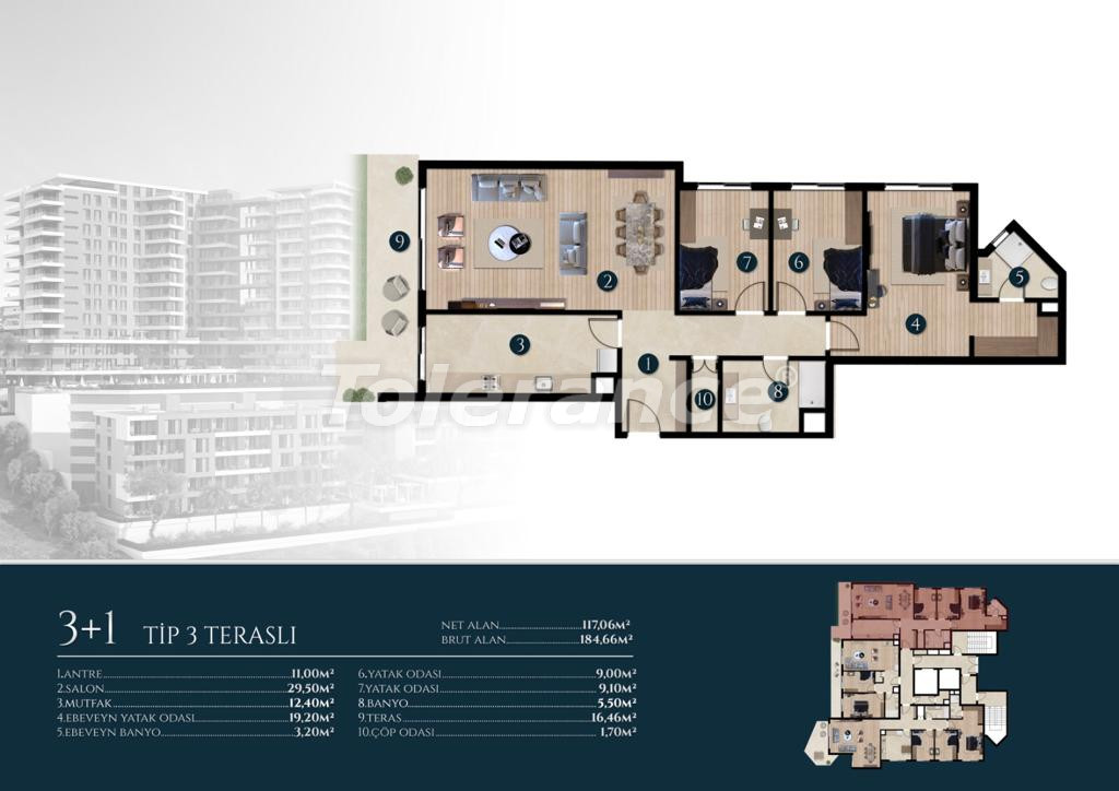 Appartement du développeur еn Narlıdere, Izmir vue sur la mer piscine versement - acheter un bien immobilier en Turquie - 109573