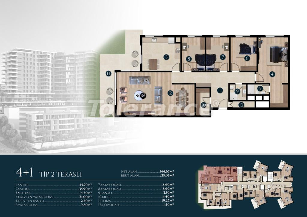 Appartement van de ontwikkelaar in Narlıdere, İzmir zeezicht zwembad afbetaling - onroerend goed kopen in Turkije - 109578