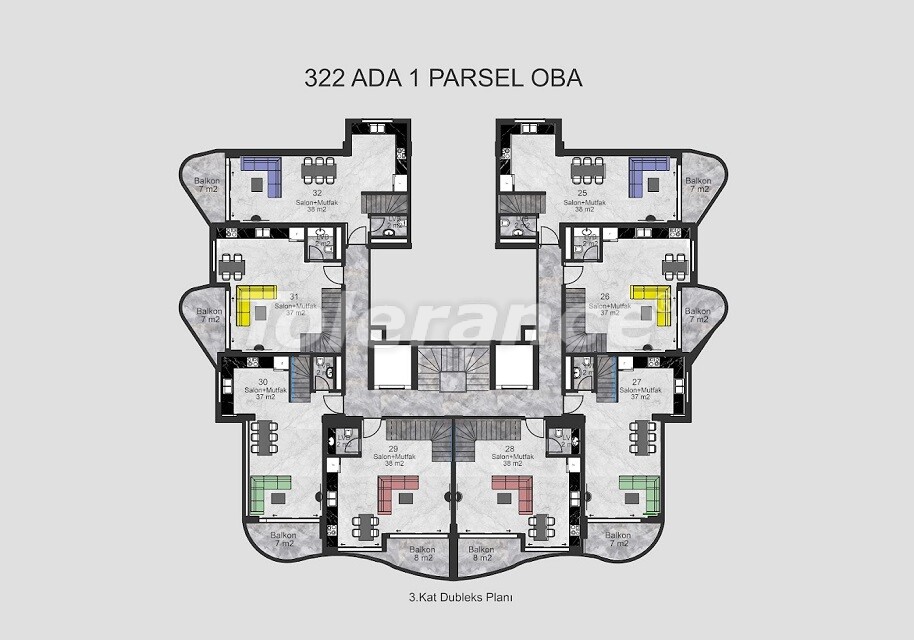 Apartment vom entwickler in Oba, Alanya pool ratenzahlung - immobilien in der Türkei kaufen - 59989