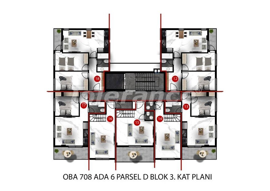 Appartement du développeur еn Oba, Alanya piscine versement - acheter un bien immobilier en Turquie - 61058