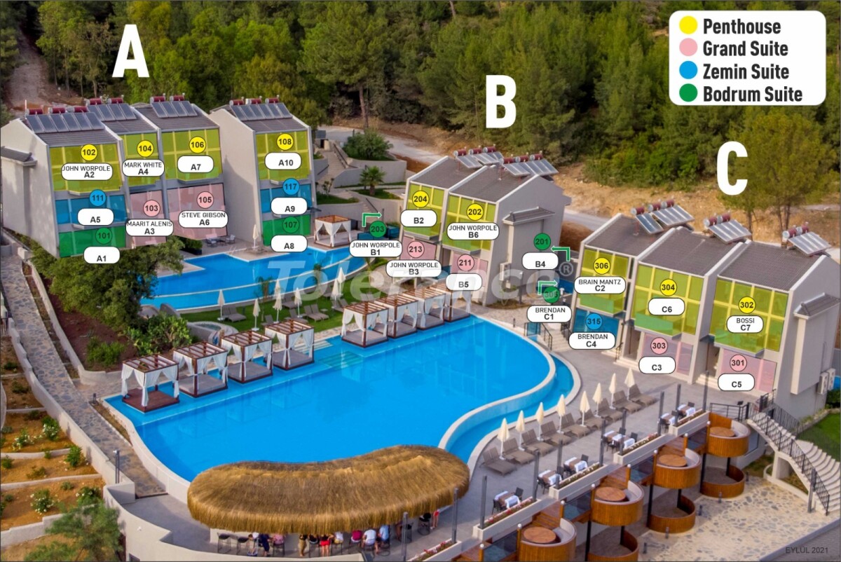 Appartement еn Ölüdeniz, Fethiye piscine - acheter un bien immobilier en Turquie - 56895