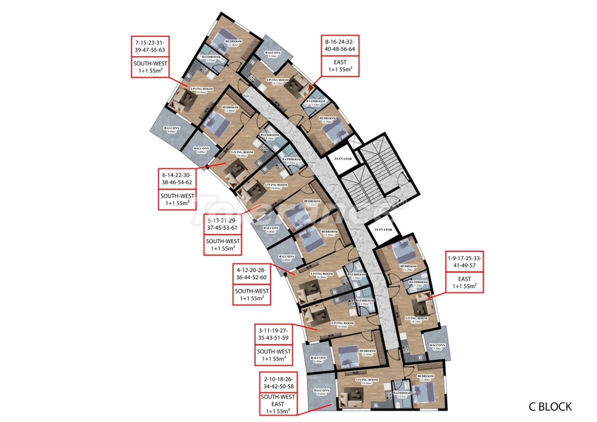 آپارتمان از سازنده که در پایاللر, آلانیا منظره دریا استخر اقساط - خرید ملک در ترکیه - 50950