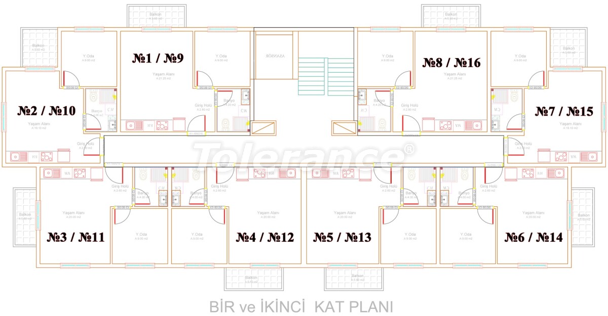 Appartement du développeur еn Payallar, Alanya piscine - acheter un bien immobilier en Turquie - 60634
