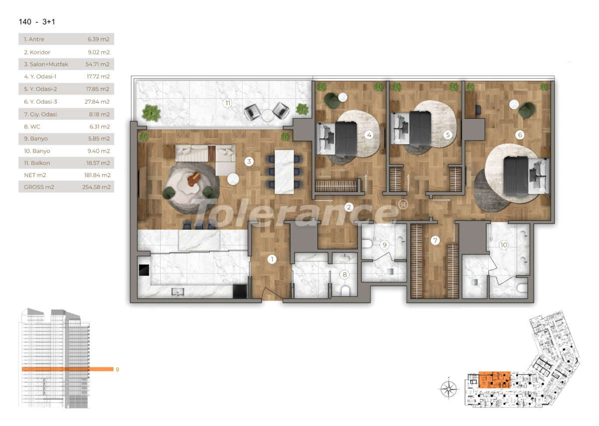 Appartement van de ontwikkelaar in Sarıyer, Istanboel zeezicht zwembad afbetaling - onroerend goed kopen in Turkije - 131811