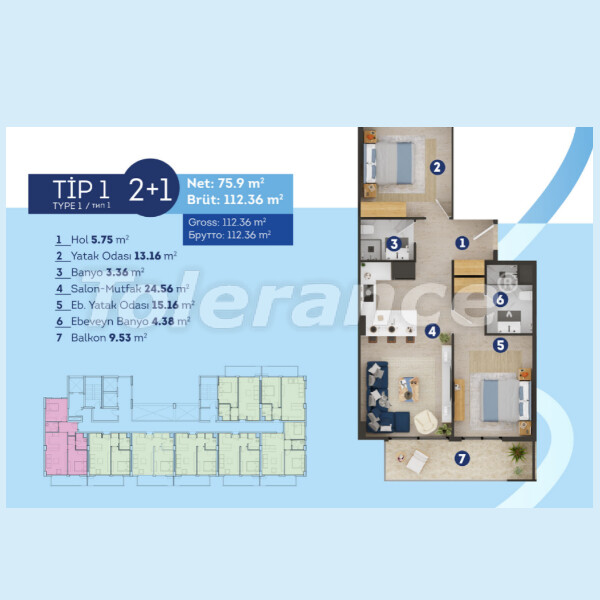 Apartment vom entwickler in Tece, Mersin meeresblick pool ratenzahlung - immobilien in der Türkei kaufen - 57311