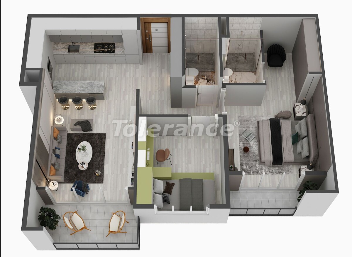 آپارتمان از سازنده که در تجه, مرسین منظره دریا استخر اقساط - خرید ملک در ترکیه - 57914