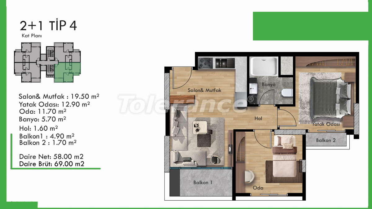 Apartment vom entwickler in Tece, Mersin pool ratenzahlung - immobilien in der Türkei kaufen - 80064