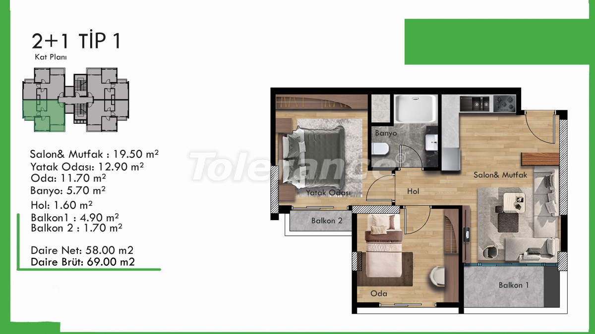Apartment vom entwickler in Tece, Mersin pool ratenzahlung - immobilien in der Türkei kaufen - 80066