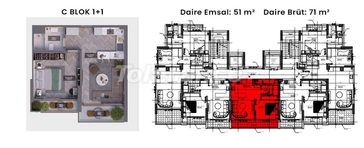 آپارتمان از سازنده که در تجه, مرسین استخر اقساط - خرید ملک در ترکیه - 96437