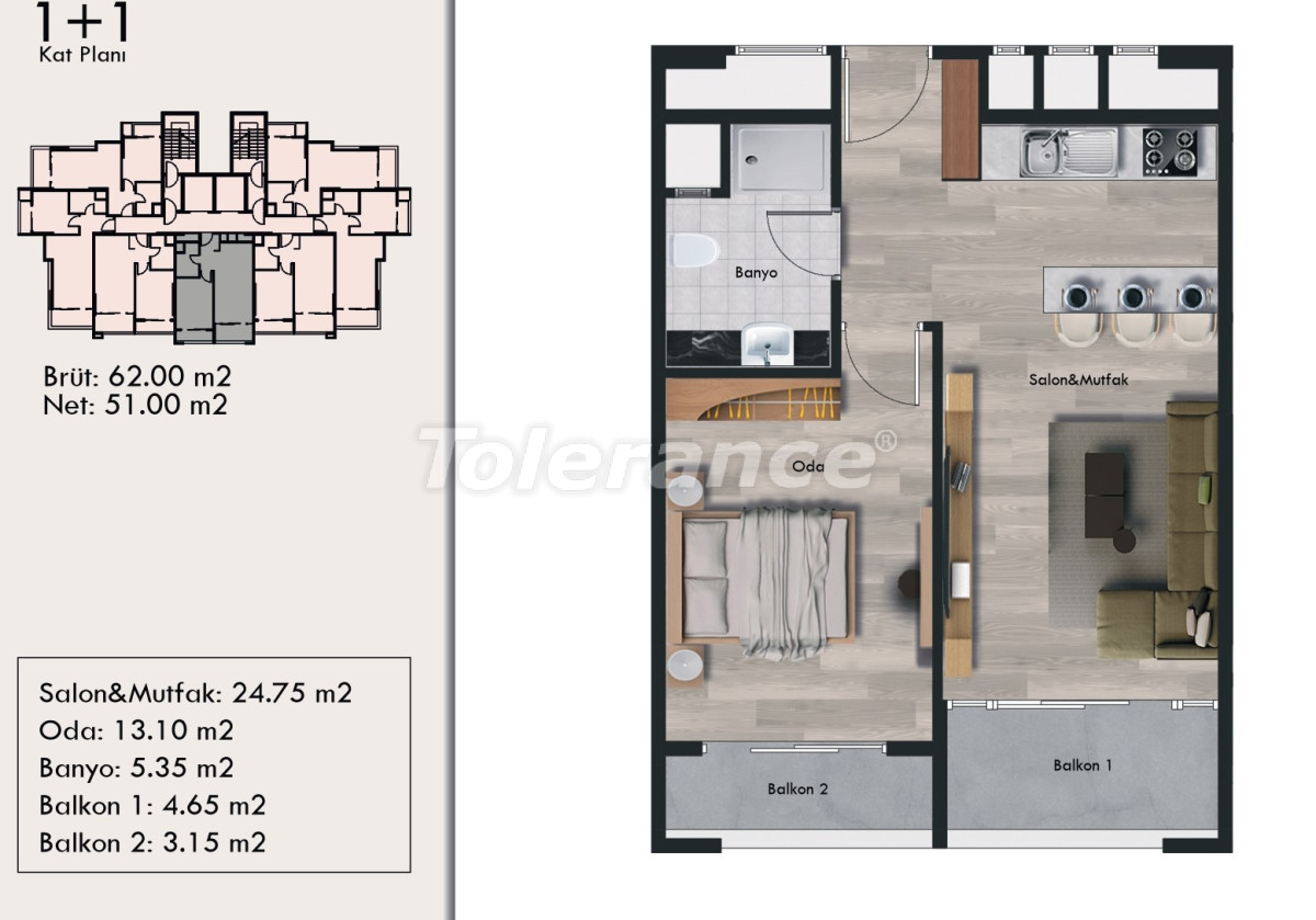 Apartment vom entwickler in Yenişehir, Mersin pool ratenzahlung - immobilien in der Türkei kaufen - 66651