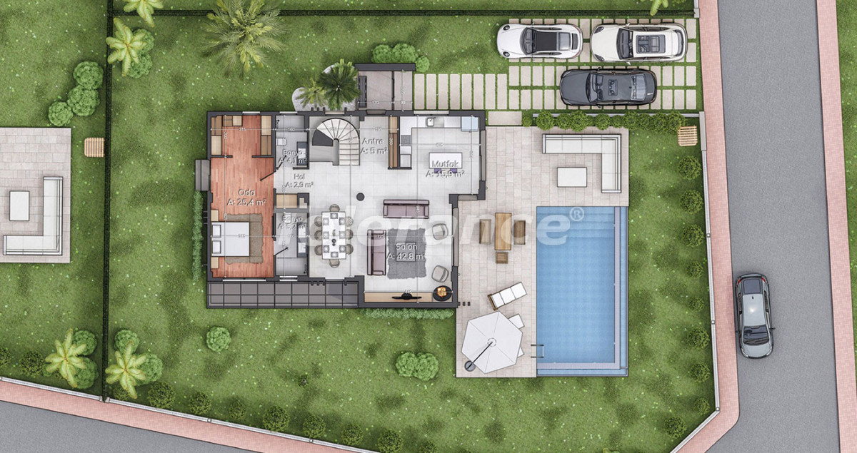 Villa vom entwickler in Çeşme, İzmir pool - immobilien in der Türkei kaufen - 100365