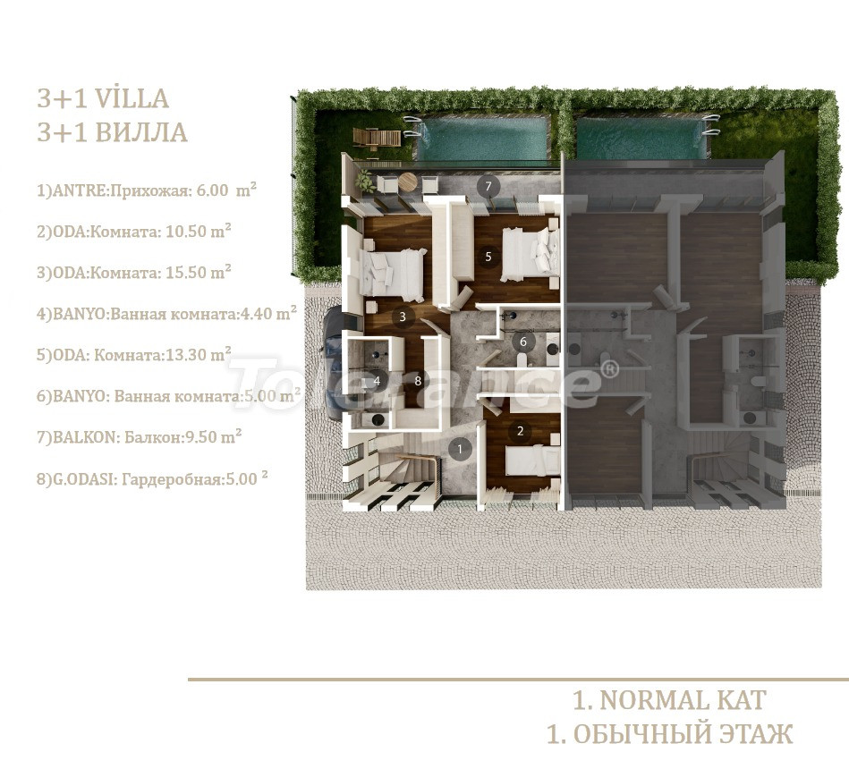 Villa vom entwickler in Döşemealtı, Antalya pool ratenzahlung - immobilien in der Türkei kaufen - 104390
