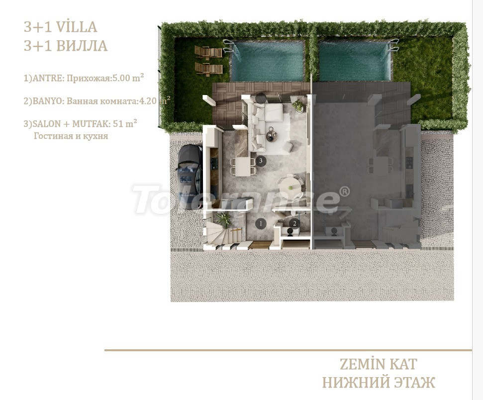 Villa van de ontwikkelaar in Döşemealtı, Antalya zwembad afbetaling - onroerend goed kopen in Turkije - 104397