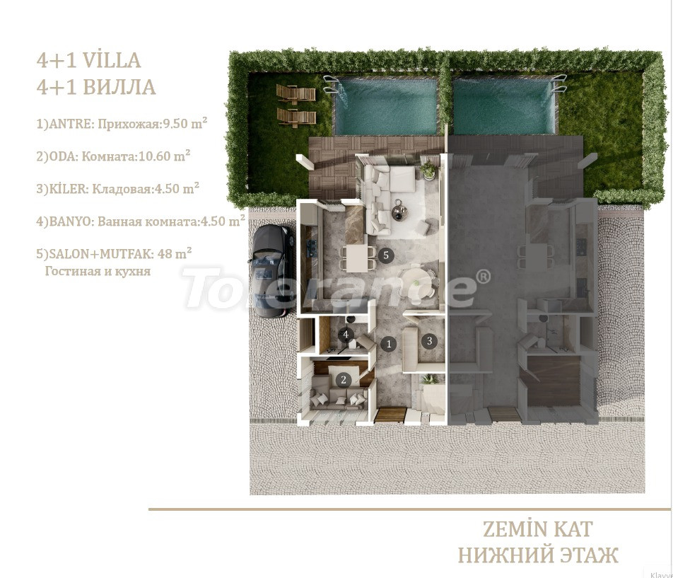 Villa van de ontwikkelaar in Döşemealtı, Antalya zwembad afbetaling - onroerend goed kopen in Turkije - 104399