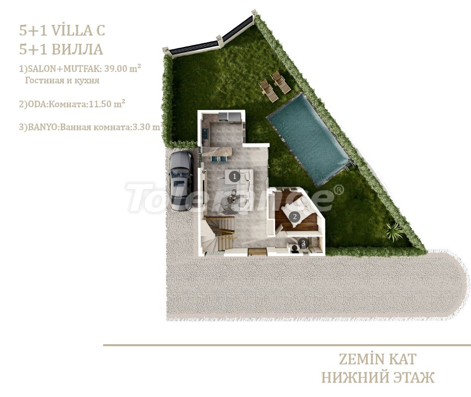 Villa van de ontwikkelaar in Döşemealtı, Antalya zwembad afbetaling - onroerend goed kopen in Turkije - 104400