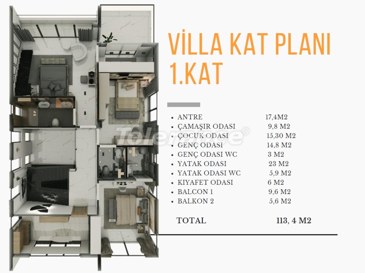 Villa vom entwickler in Döşemealtı, Antalya pool ratenzahlung - immobilien in der Türkei kaufen - 54258