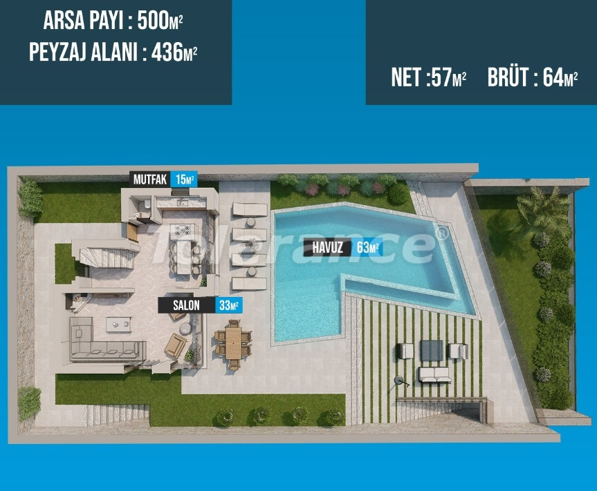 Villa du développeur еn Kalkan vue sur la mer piscine versement - acheter un bien immobilier en Turquie - 96578