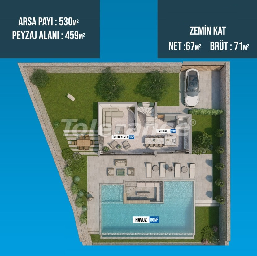 Villa vom entwickler in Kalkan meeresblick pool ratenzahlung - immobilien in der Türkei kaufen - 98844