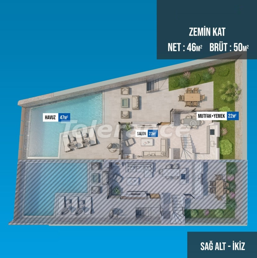 Villa vom entwickler in Kalkan meeresblick pool ratenzahlung - immobilien in der Türkei kaufen - 99038